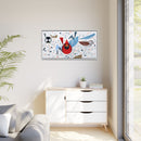 Charley Harper Birdfeeders Framed Giclee Stretched on Canvas Print Wall Art-Minimal Realism Style Wildlife With Cardinals & Blue Jays-25