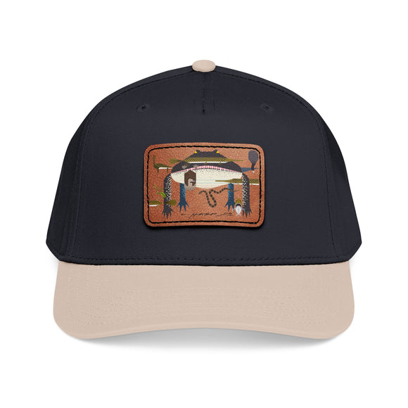 Everglades Mid Profile Baseball Cap with Leather Patch (Rectangle)