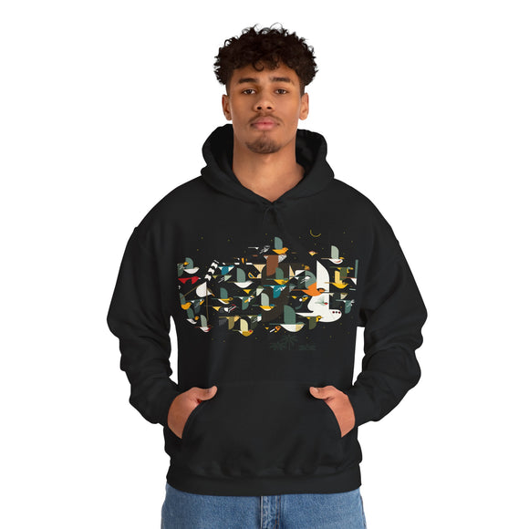 Charley Harper Mystery Of The Missing Migrants Unisex Heavy Blend™ Hooded Sweatshirt