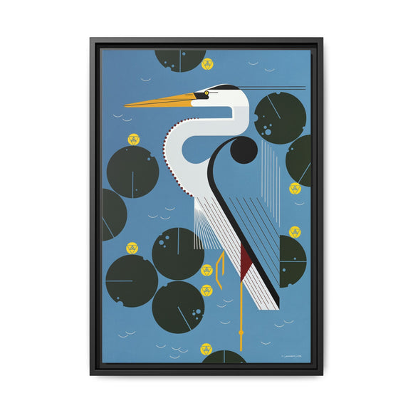 Herondipity Charley Harper Framed Giclee Print on Stretched Canvas