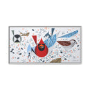 Charley Harper Birdfeeders Framed Giclee Stretched on Canvas Print Wall Art-Minimal Realism Style Wildlife With Cardinals & Blue Jays-6