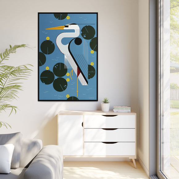 Herondipity Charley Harper Framed Giclee Print on Stretched Canvas