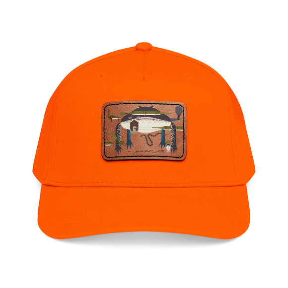 Everglades Mid Profile Baseball Cap with Leather Patch (Rectangle)