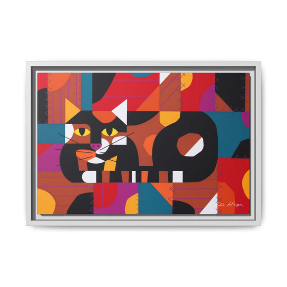 Crazy Cat Crazy Quilt Edie Harper Framed Giclee Print Stretched On Canvas