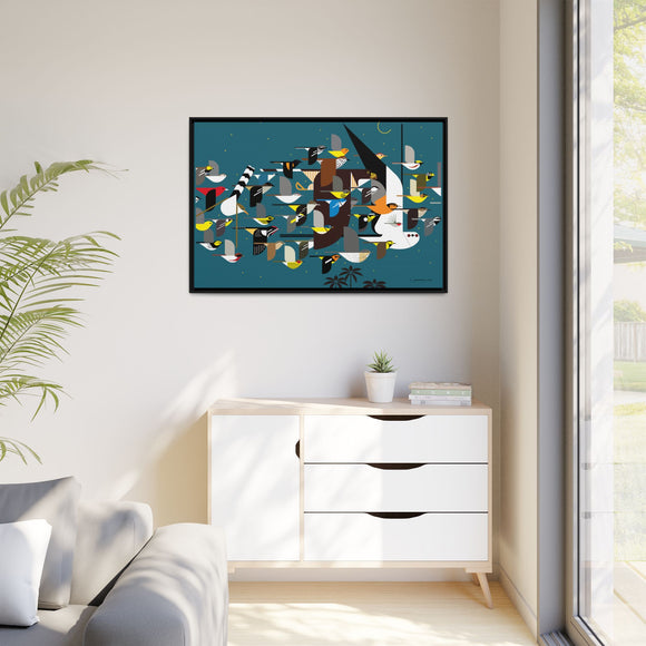 Charley Harper Mystery Of The Missing Migrants Framed Giclee On Canvas Wall  Art