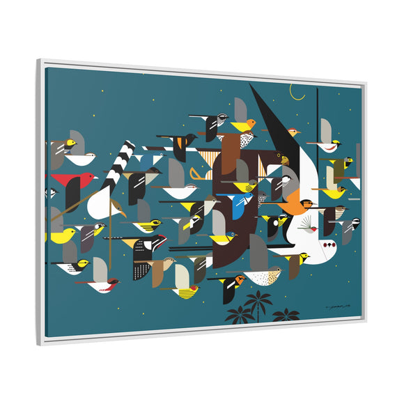 Charley Harper Mystery Of The Missing Migrants Framed Giclee On Canvas Wall  Art