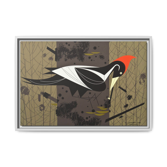 Ivory Billed Woodpecker Charley Harper Framed Giclee Print on Stretched on Canvas