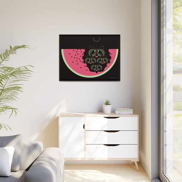 Watermelon Moon Charley Harper Framed Giclee Print on Matte Canvas
