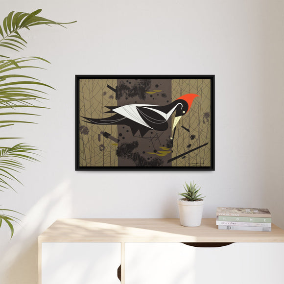 Ivory Billed Woodpecker Charley Harper Framed Giclee Print on Stretched on Canvas