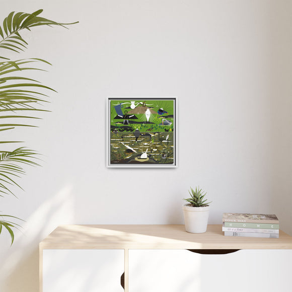 Charley Harper Florida Everglades Wall Art – Mid-Century Modern Geometric Bird Canvas with Minimal Wildlife Accents