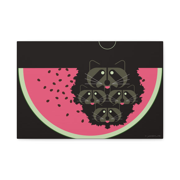 Watermelon Moon Charley Harper Unframed Giclee on Matte Stretched Canvas