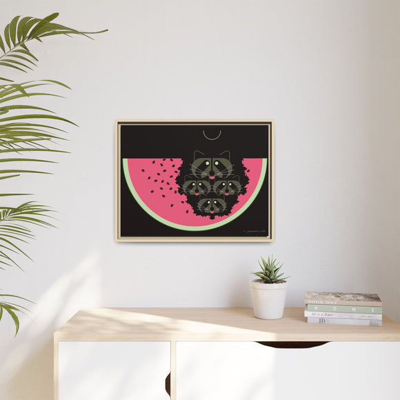 Watermelon Moon Charley Harper Framed Giclee Print on Matte Canvas