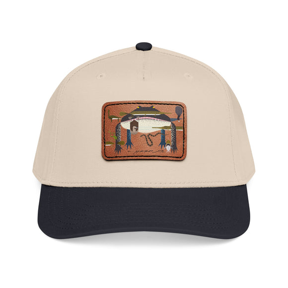 Everglades Mid Profile Baseball Cap with Leather Patch (Rectangle)