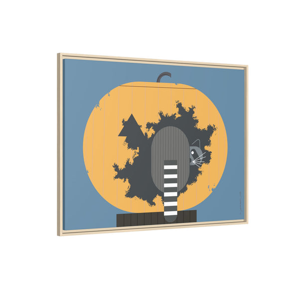 Racc-O-Lantern Charley Harper Framed Giclee Print Stretched On Canvas