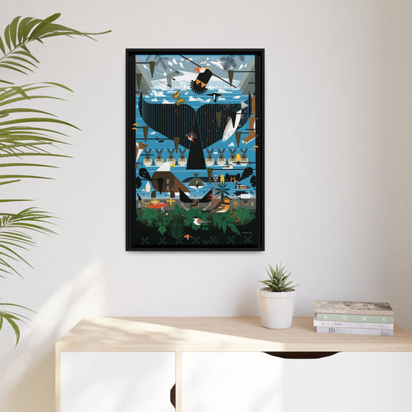 Glacier Bay Charley Harper Framed Giclee Print Stretched On Canvas
