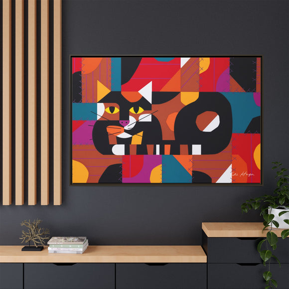 Crazy Cat Crazy Quilt Edie Harper Framed Giclee Print Stretched On Canvas