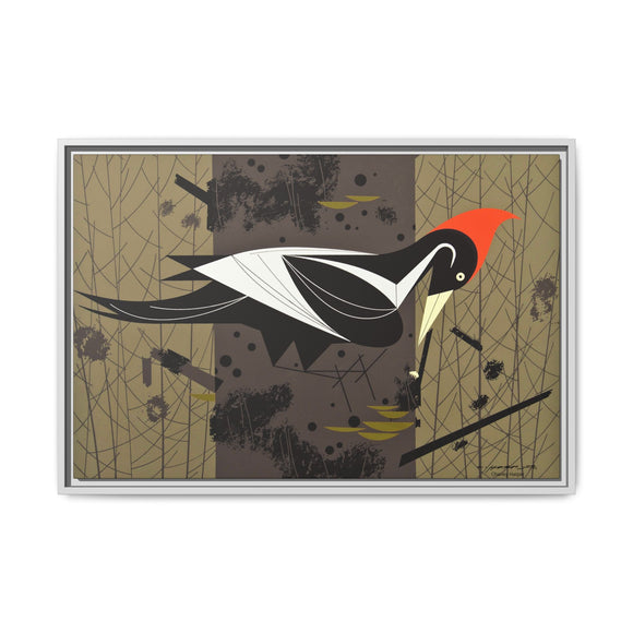 Ivory Billed Woodpecker Charley Harper Framed Giclee Print on Stretched on Canvas