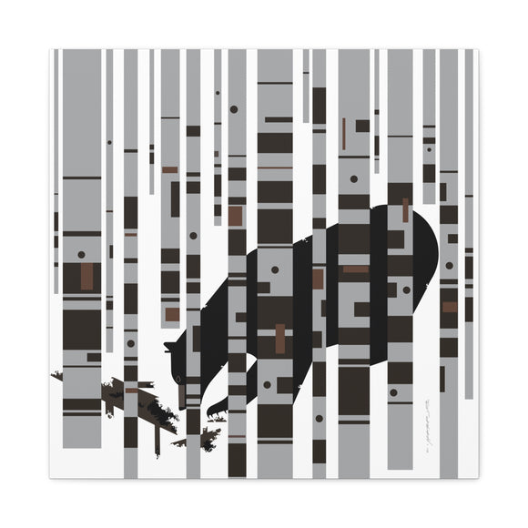Bear in the Birches Charley Harper Giclee on Stretched Canvas