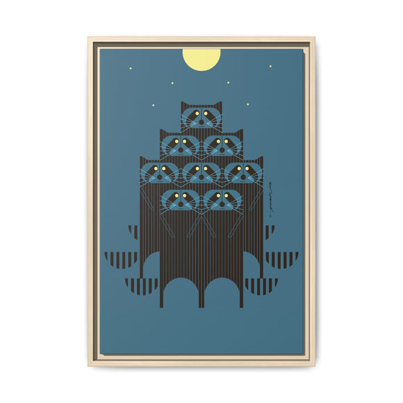 Raccpack Charley Harper Framed Giclee Print on Stretched Canvas