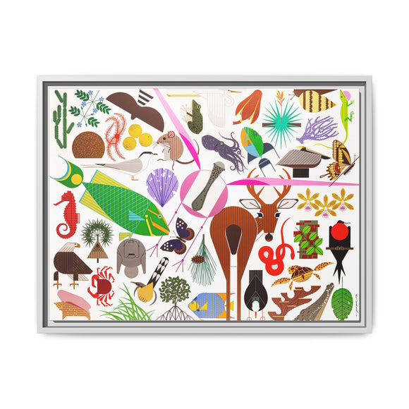 Charley Harper Florida Keys Framed Giclee On Canvas Wall Art