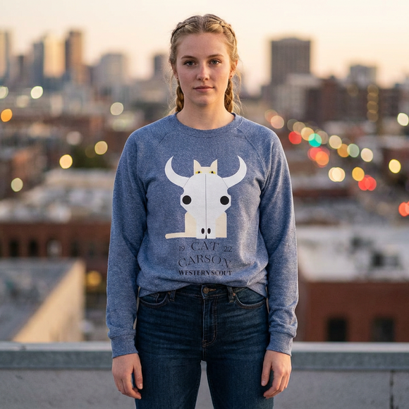 Edie Harper Cat Carson Western Scout Raglan Crewneck Sweatshirt