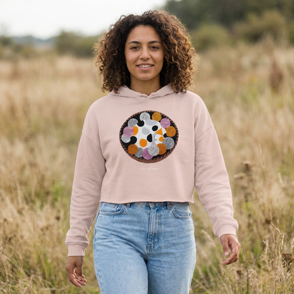 Edie Harper Kitten ’n Knittin’ Cropped Hoodie Hooded Sweatshirt