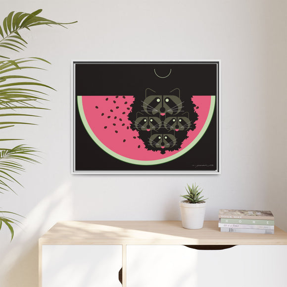 Watermelon Moon Charley Harper Framed Giclee Print on Matte Canvas