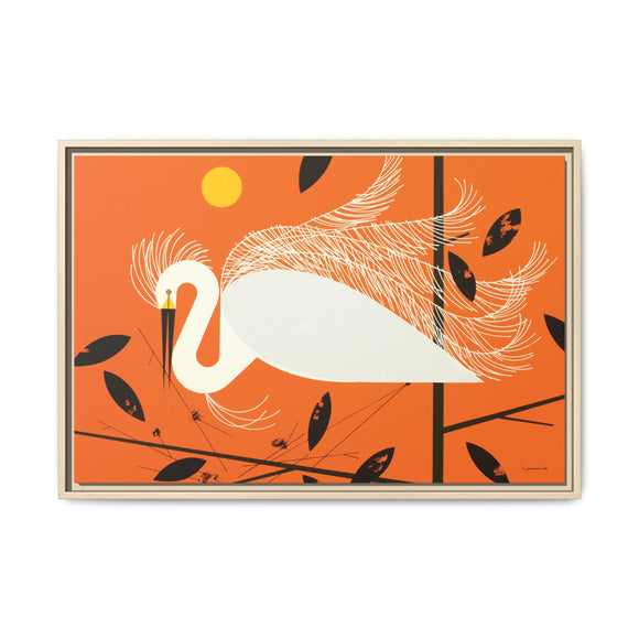 Snowy Egret Charley Harper Framed Giclee Print on Stretched Canvas