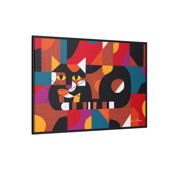 Crazy Cat Crazy Quilt Edie Harper Framed Giclee Print Stretched On Canvas