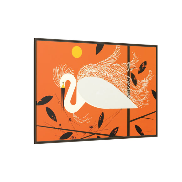 Snowy Egret Charley Harper Framed Giclee Print on Stretched Canvas