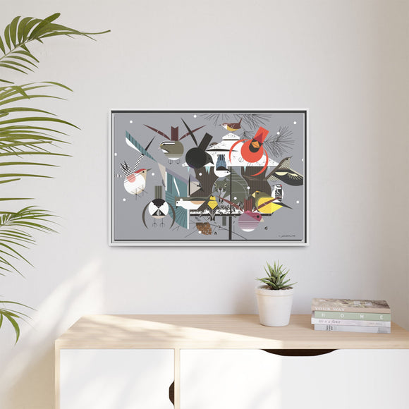 Winter Charley Harper Framed Giclee Print Stretched On Canvas