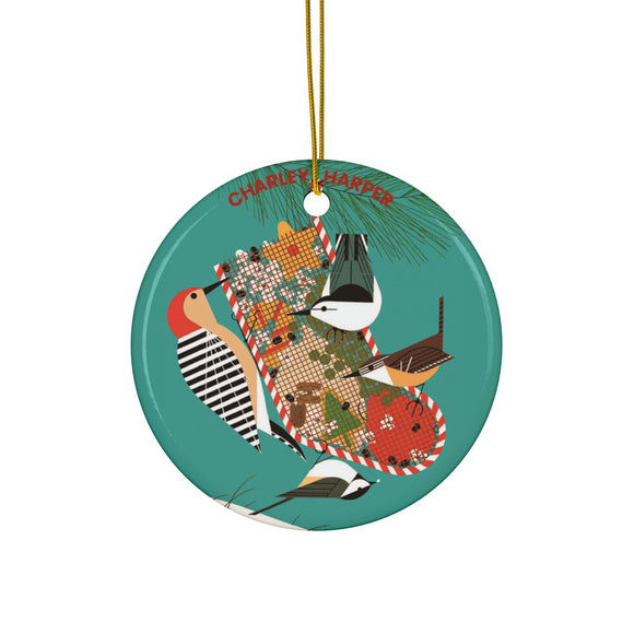 CAM Charley Harper  Backyard Birds CERAMIC ORNAMENT