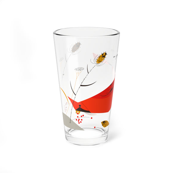 Cardinal and Berries Charley Harper Pint Glass, 16oz