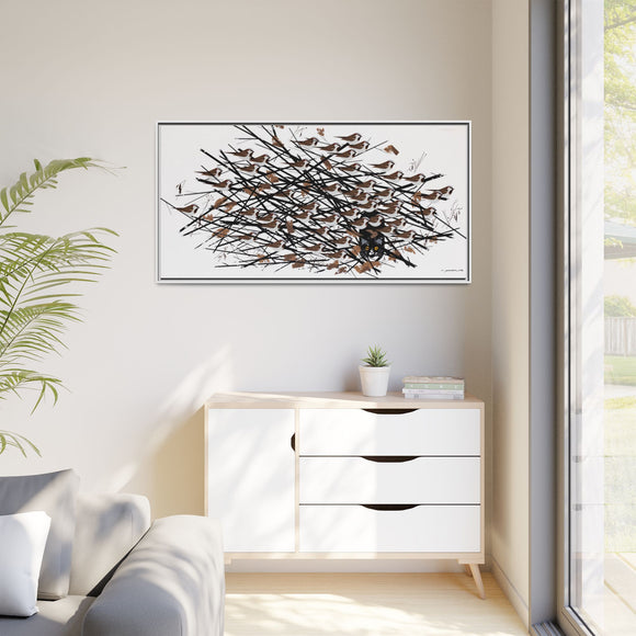 His Eyes Are On The Sparrow Charley Harper Framed Giclee Print Stretched on Canvas
