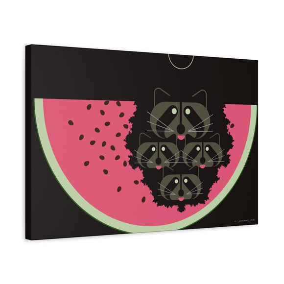 Watermelon Moon Charley Harper Unframed Giclee on Matte Stretched Canvas