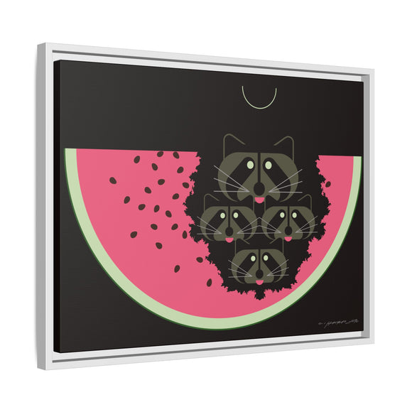 Watermelon Moon Charley Harper Framed Giclee Print on Matte Canvas