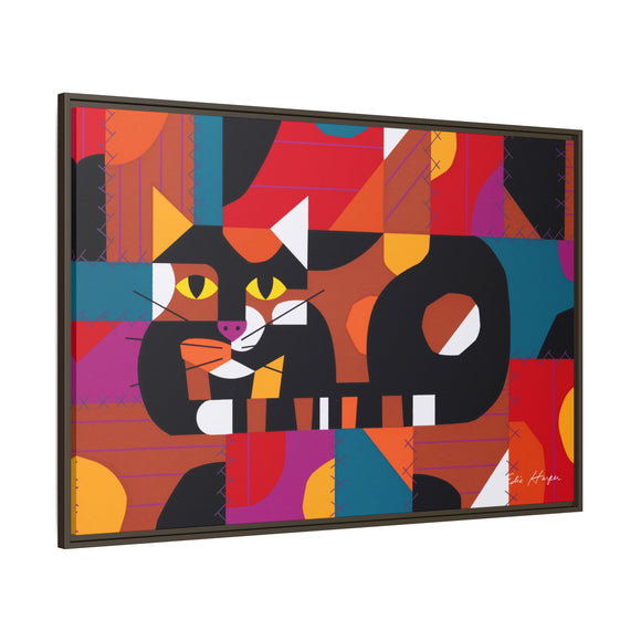Crazy Cat Crazy Quilt Edie Harper Framed Giclee Print Stretched On Canvas