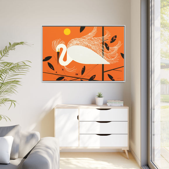 Snowy Egret Charley Harper Framed Giclee Print on Stretched Canvas