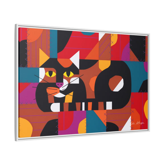 Crazy Cat Crazy Quilt Edie Harper Framed Giclee Print Stretched On Canvas