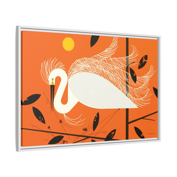 Snowy Egret Charley Harper Framed Giclee Print on Stretched Canvas