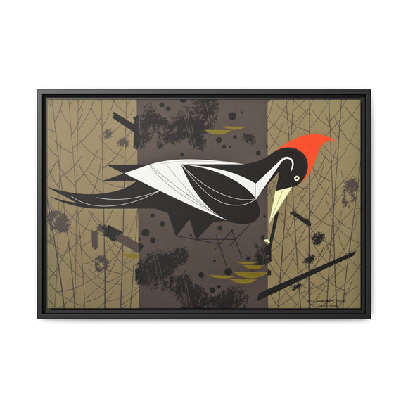 Ivory Billed Woodpecker Charley Harper Framed Giclee Print on Stretched on Canvas
