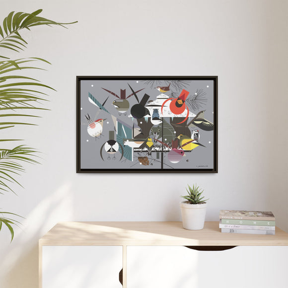 Winter Charley Harper Framed Giclee Print Stretched On Canvas