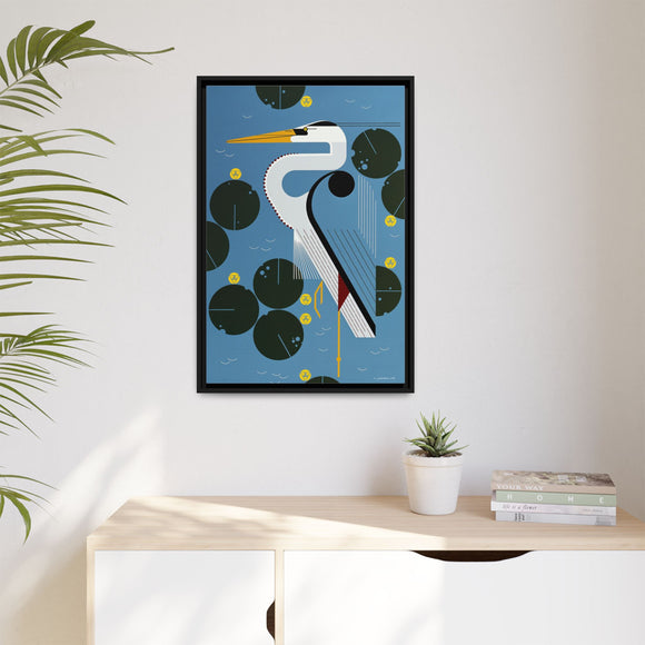 Herondipity Charley Harper Framed Giclee Print on Stretched Canvas