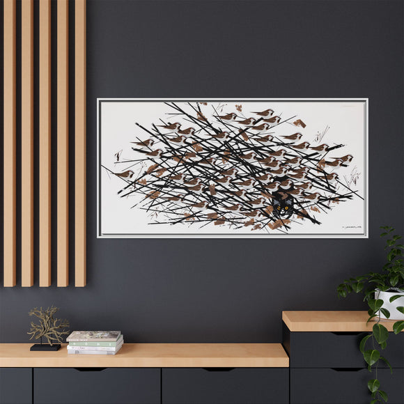 His Eyes Are On The Sparrow Charley Harper Framed Giclee Print Stretched on Canvas