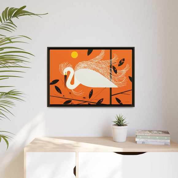 Snowy Egret Charley Harper Framed Giclee Print on Stretched Canvas