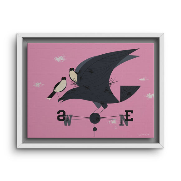 Eastern Kingbird Charley Harper Giclee on Matte Stretched Canvas