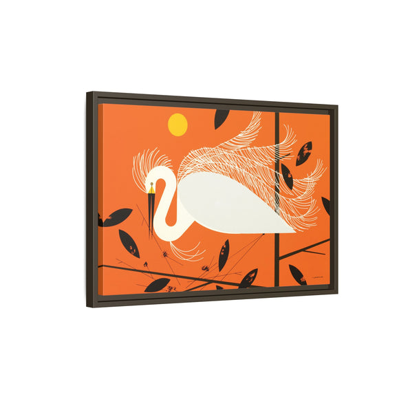 Snowy Egret Charley Harper Framed Giclee Print on Stretched Canvas