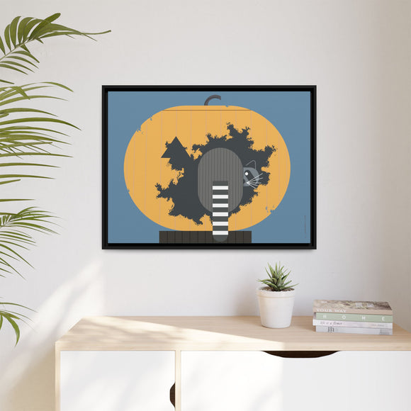 Racc-O-Lantern Charley Harper Framed Giclee Print Stretched On Canvas