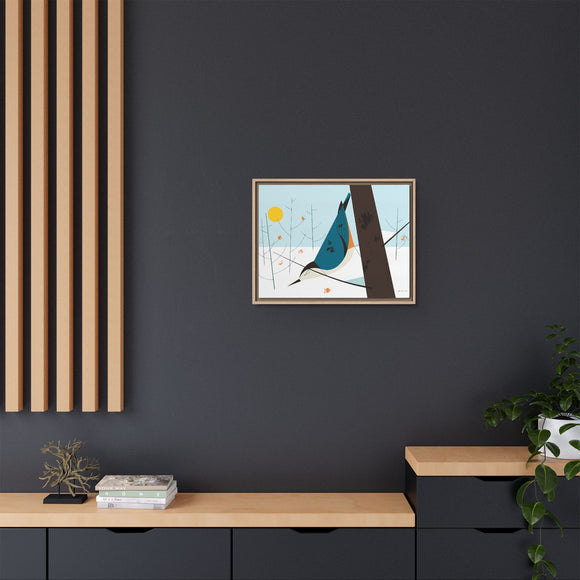 White-Breasted Nuthatch Charley Harper Giclee on Matte Stretched Canvas