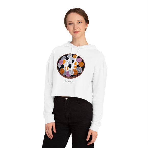 Edie Harper Kitten ’n Knittin’ Cropped Hoodie Hooded Sweatshirt